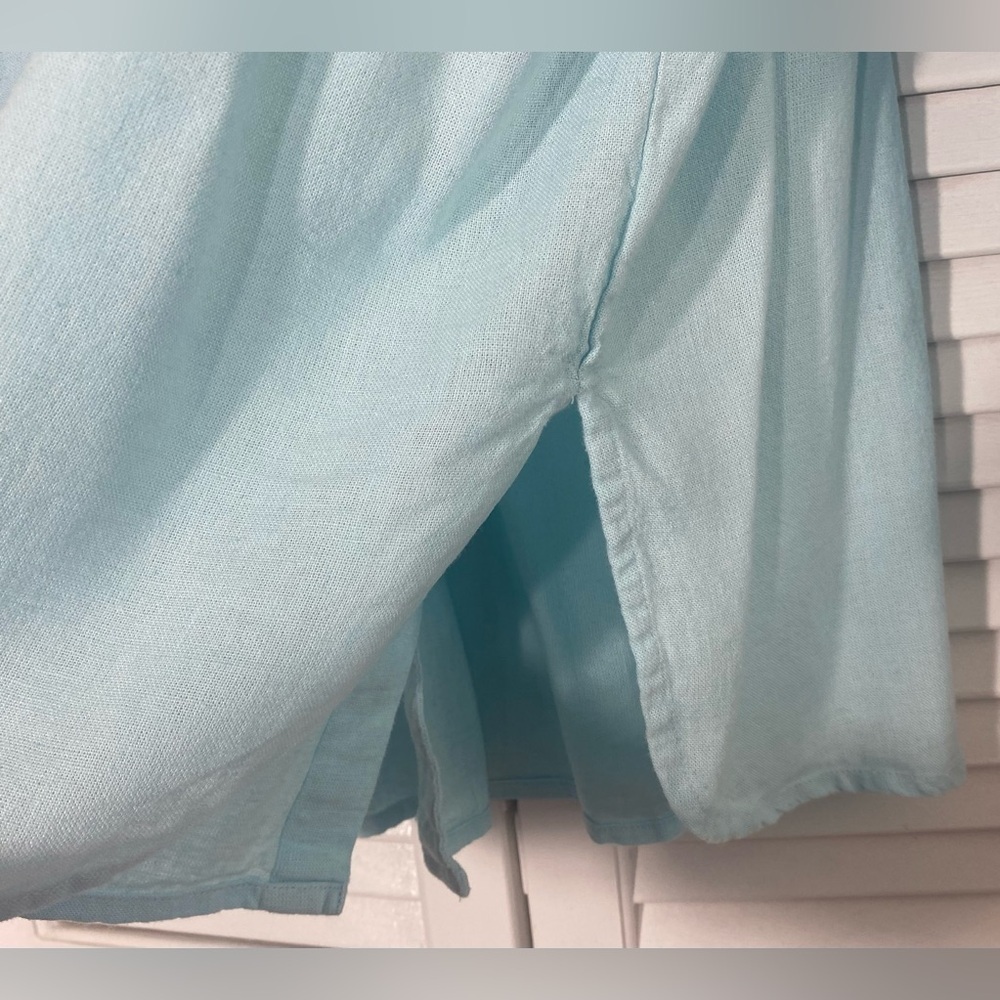 Passports Aqua Button Up Blouse, Size XL, Linen/Viscose Blend, Made in India - Picture 6 of 7
